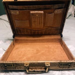 Very Rare Vintage Corbeau Blonde Crocodile Briefcase